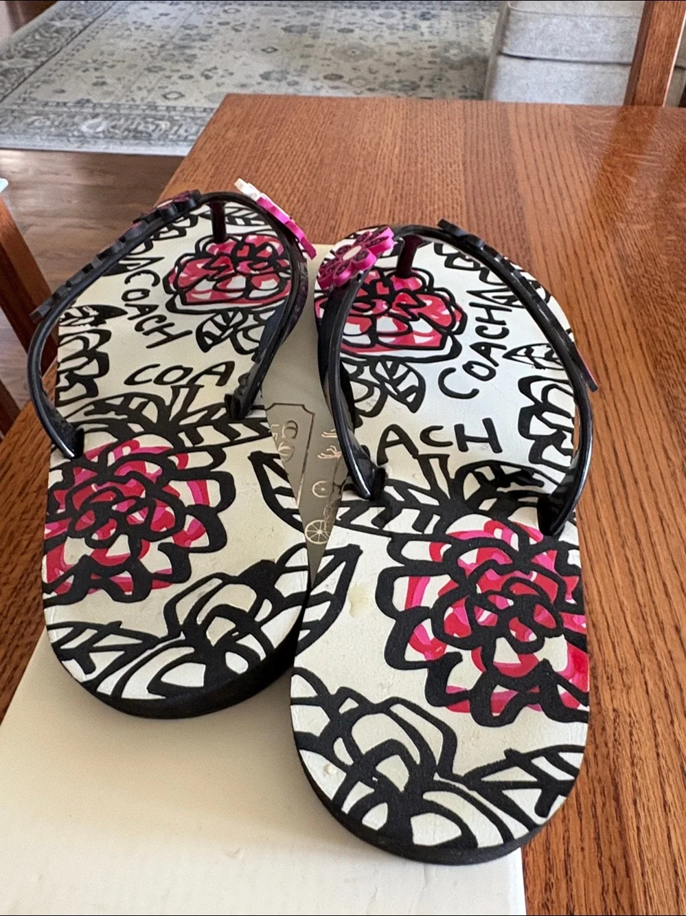 Coach Kerrie jelly print flip flops